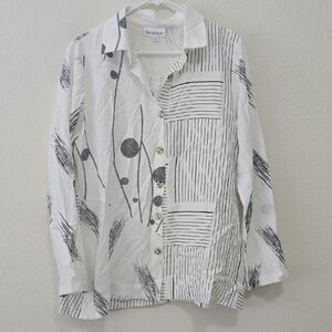 NorthStyle White & Black Patterned Button-Up Shirt Tunic M
